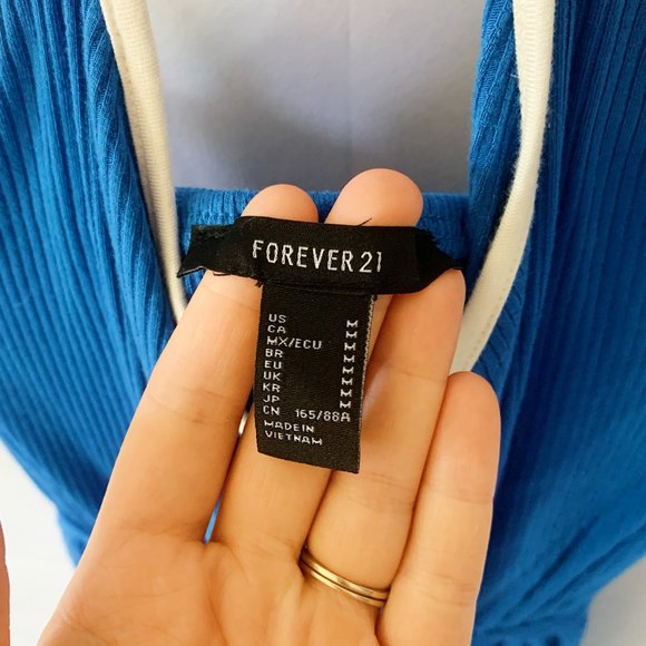 NWOT Forever 21 Retro Romper Halter Blue Size M - Picture 4 of 5